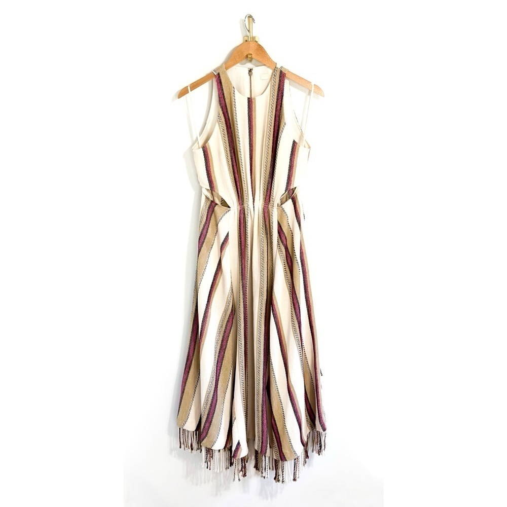 Ulla Johnson Maxi Linen Cut-Out Caterina Striped Dress - Picture 2 of 7